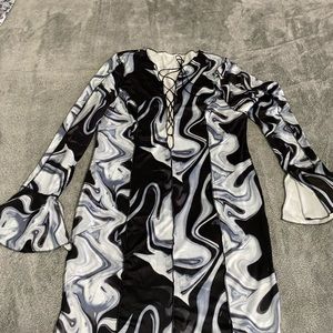 Shein Laced front bell sleeves dress